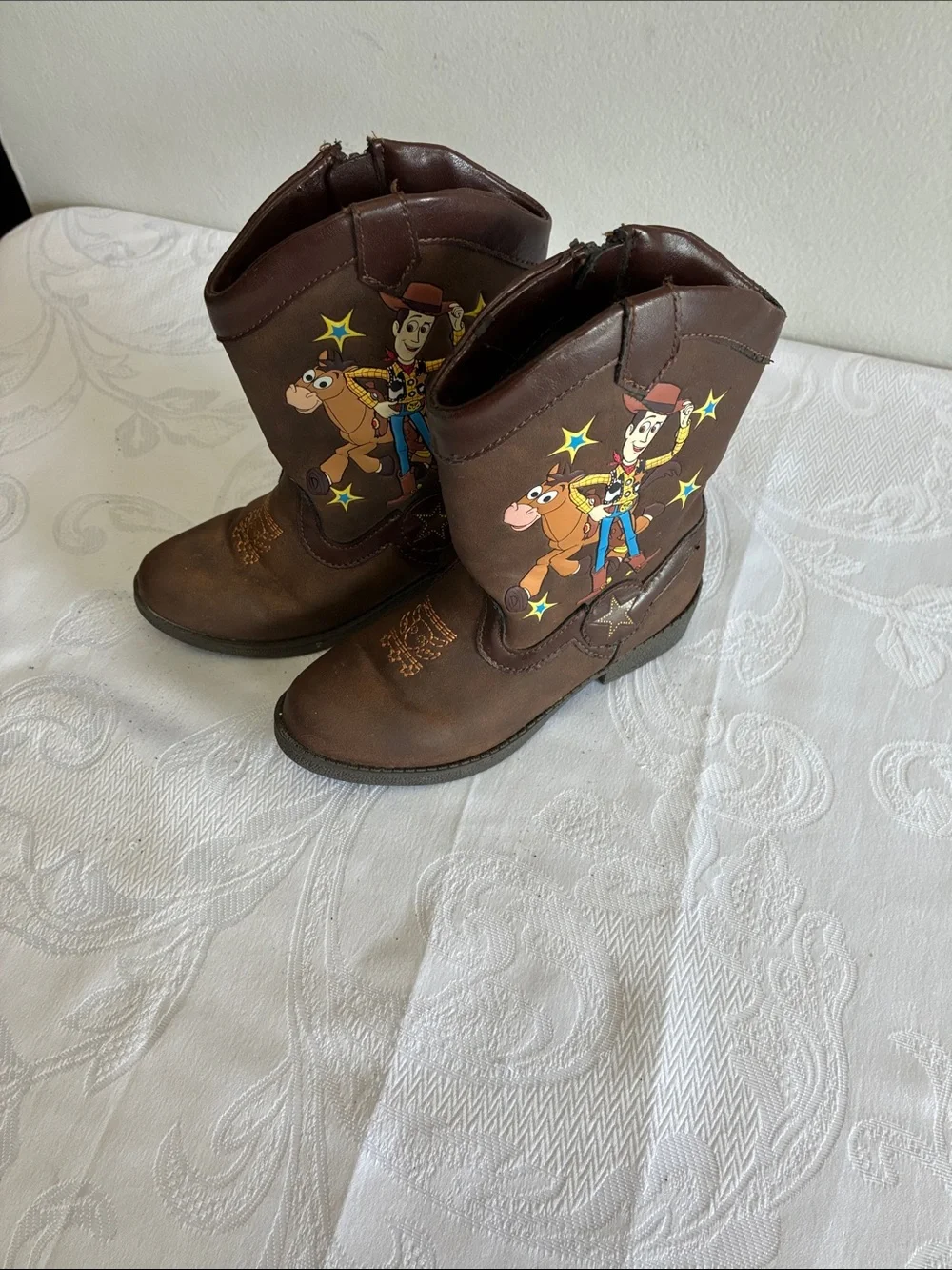 Disney Brown Kids Cowboy Boots with Woody Graphic